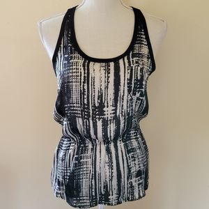 Black Poppy abstract peplum tank size small